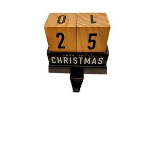 Christmas Countdown Stocking Holder - DAYS UNTIL CHRISTMAS W/ Wood Number Blocks